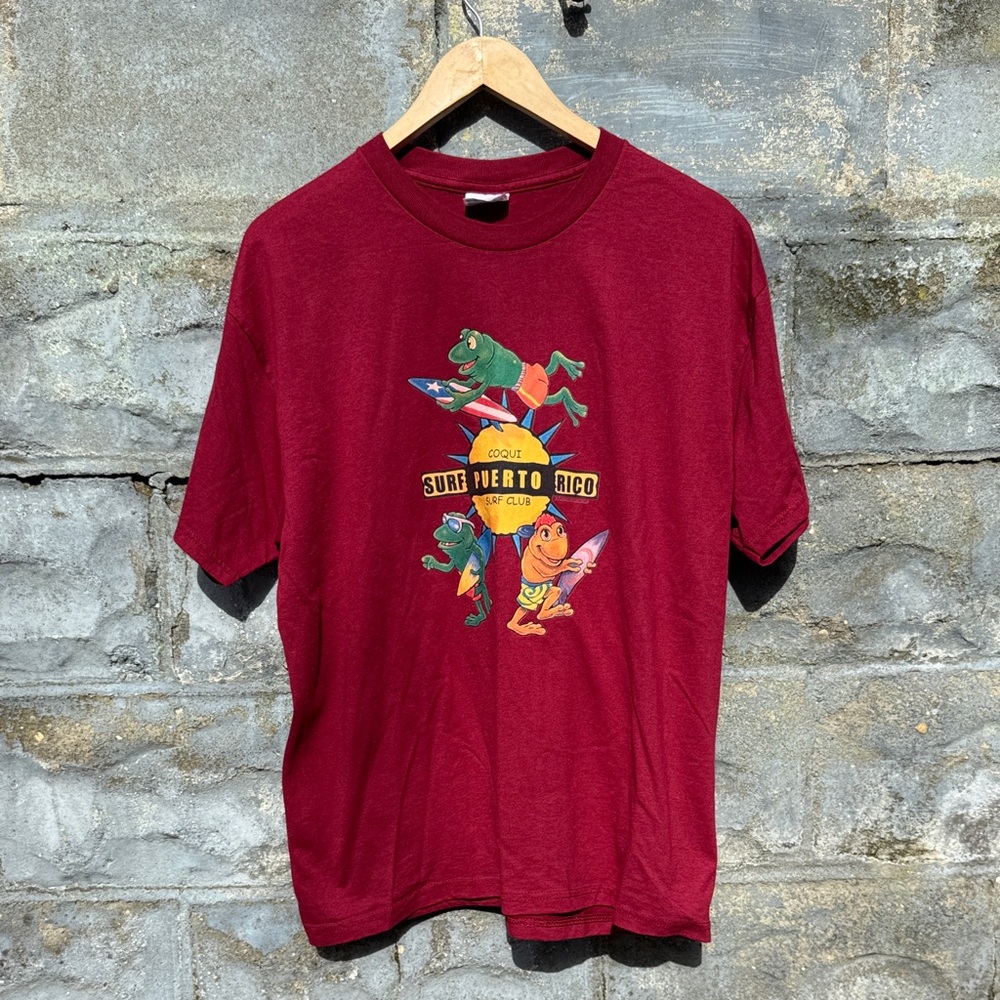 Vintage Puerto Rico Surf Club T Shirt Large Y2K Frog Coqui
